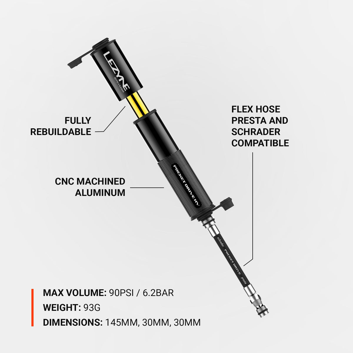 Handpump LEZYNE POCKET DRIVE HV LOADED svart