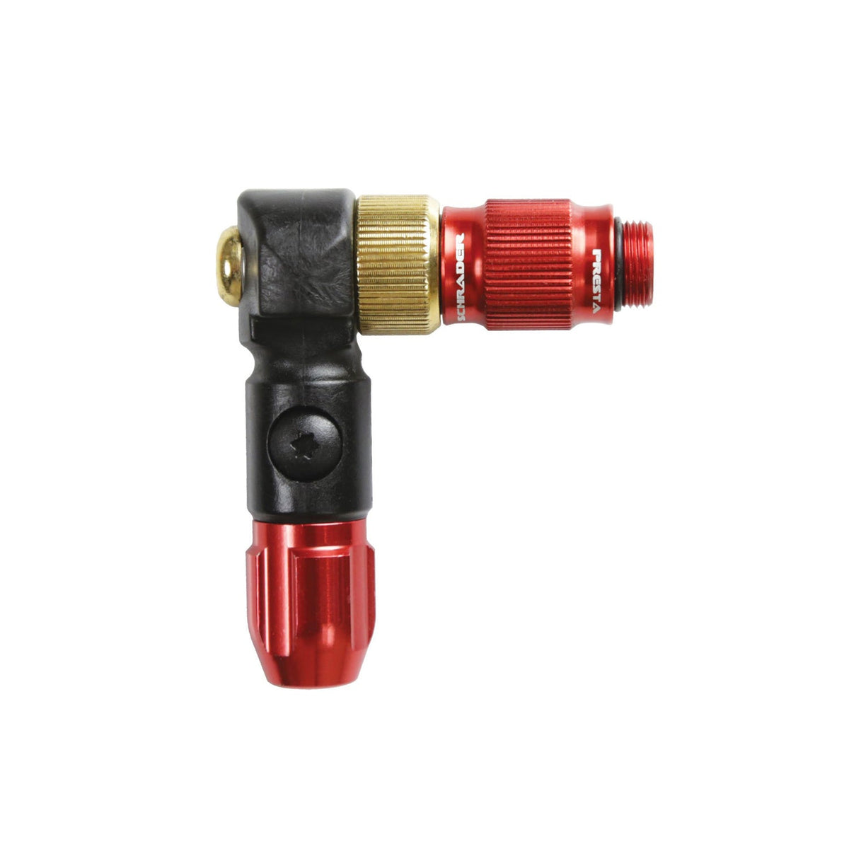 Červená hustiaca hlavica LEZYNE ABS-1 Pro HP Chuck s opletenou hadičkou