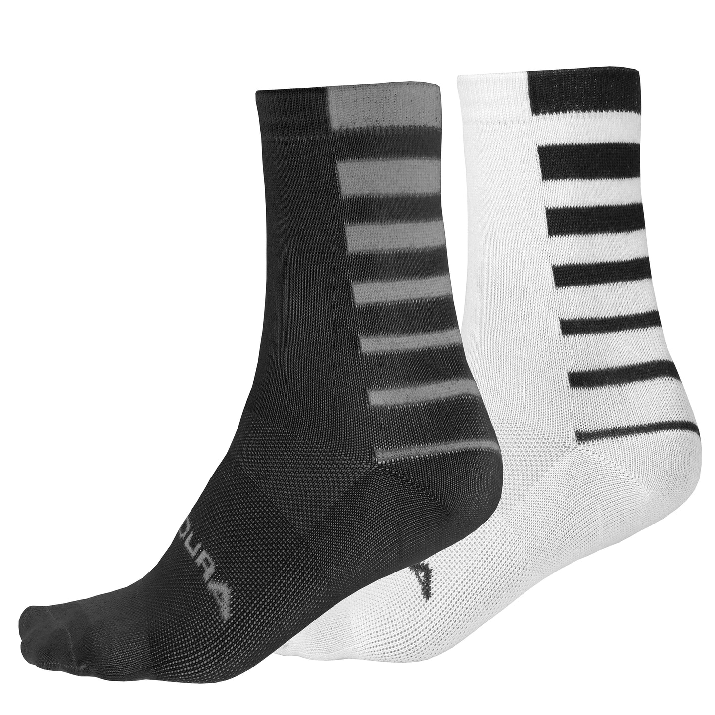 ENDURA COOLMAX STRIPE -sukat 2 paria Musta/Valkoinen
