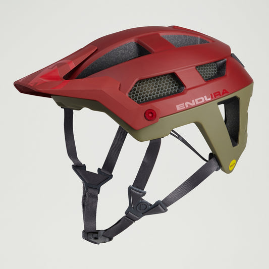 ENDURA SINGLETRACK MIPS Punainen/Vihreä maastopyöräkypärä