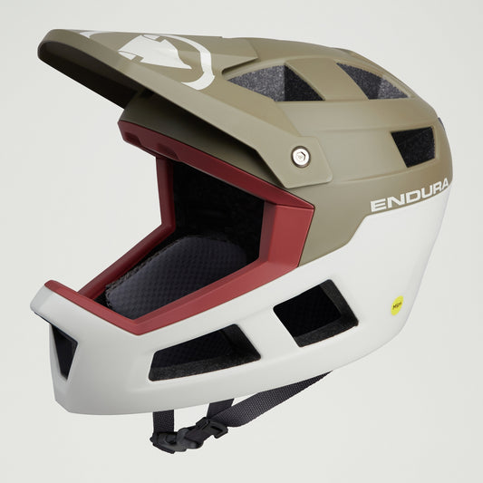 Fullface-maastokypärä ENDURA SINGLETRACK INTEGRAL MIPS Vihreä/Valkoinen