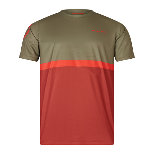 Maillot ENDURA SINGLETRACK CORE TEE II Manches Courtes Kaki/Rouge
