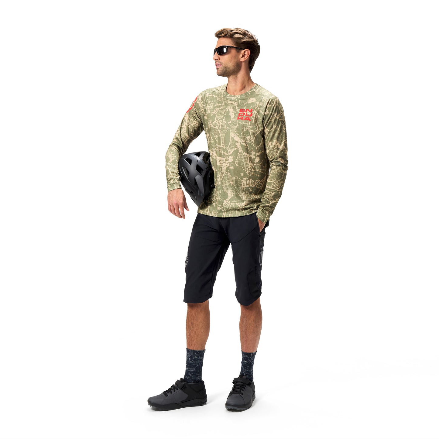 Trikot ENDURA LTD PRINTED Langarm Camo Khaki