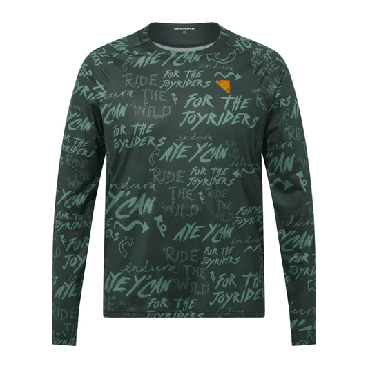 Shirt ENDURA SINGLETRACK PRINT Lange Mouwen Carbon Groen