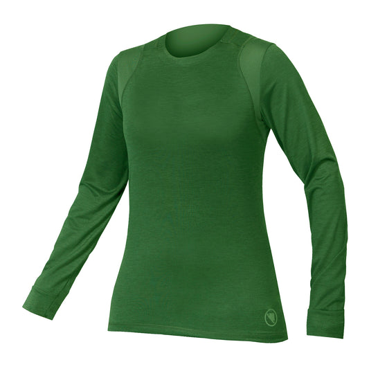 Maillot ENDURA SINGLETRACK Femme Manches Longues Vert