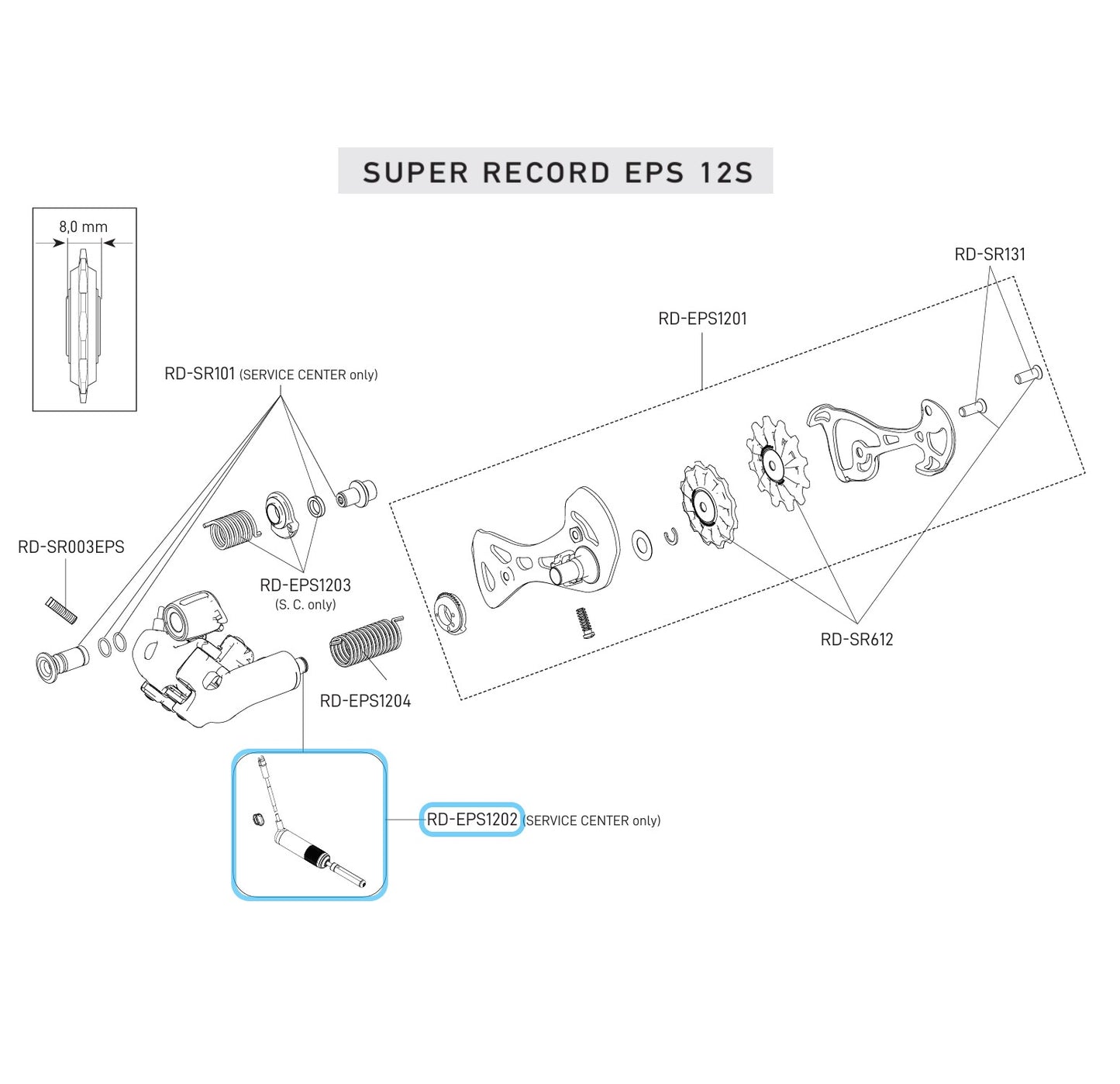 Motoreinheit Hinterumwerfer CAMPAGNOLO SUPER RECORD EPS 12-fach