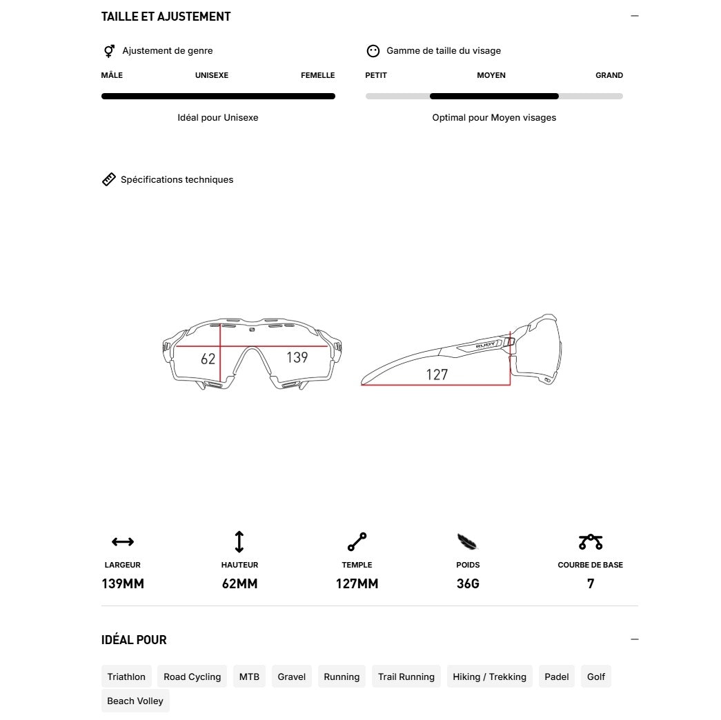 Lunettes RUDY PROJECT CUTLINE Noir Matt Verres IMPACTX™ Photochromique Laser Purple