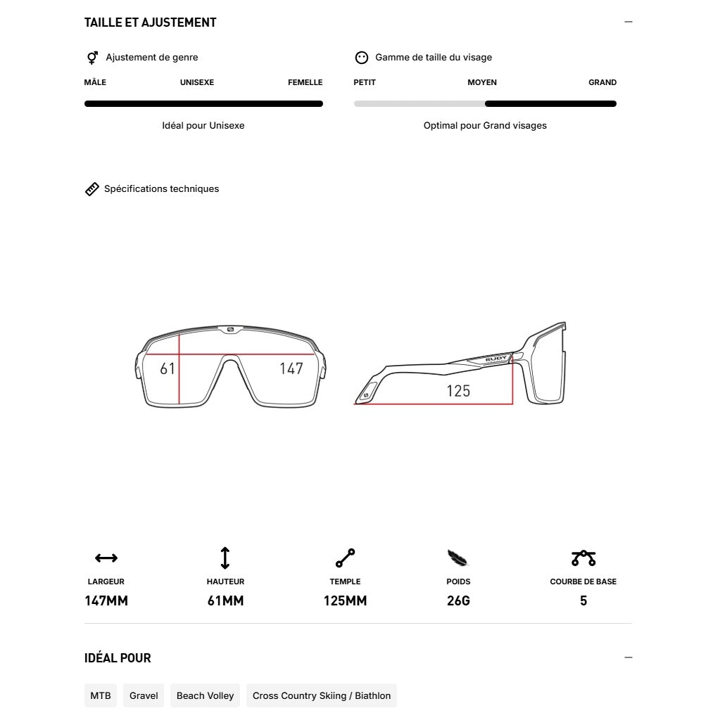 Lunettes RUDY PROJECT SPINSHIELD Blanc Verres IMPACTX™ Photochromique Laser Purple