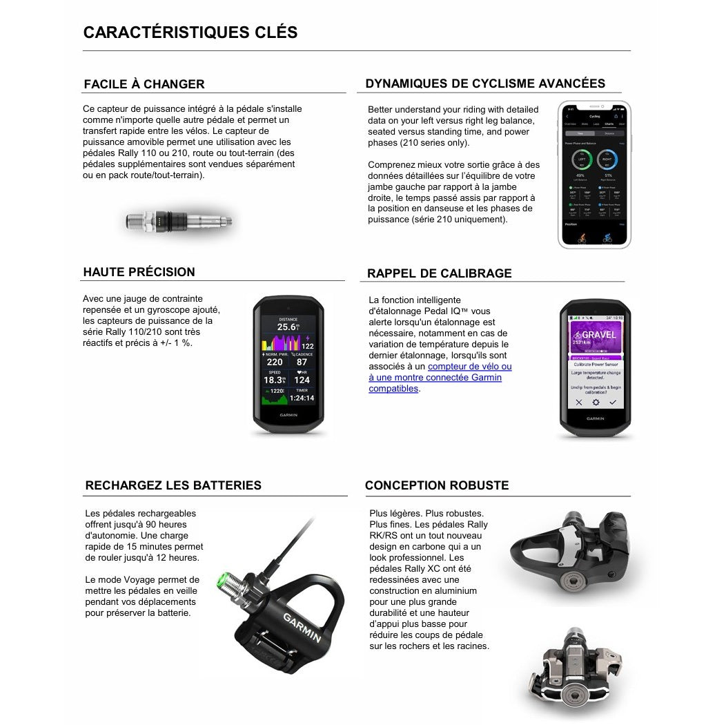 Kit Pédales Capteur de Puissance GARMIN RALLY RK/XC 210