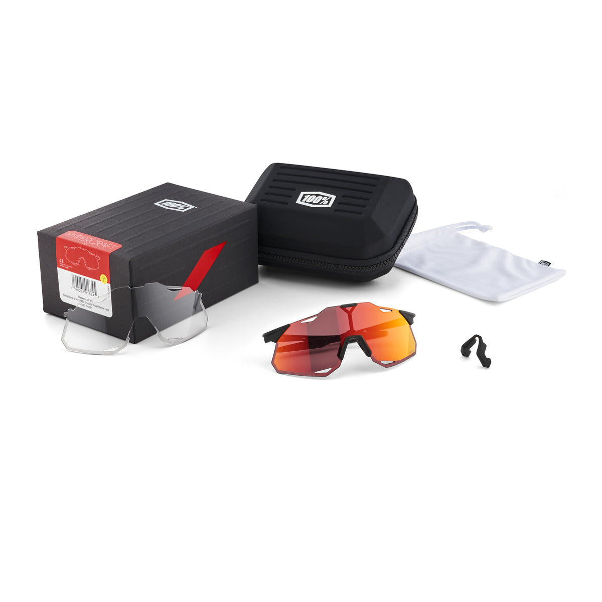 100% HYPERCRAFT XS Soft Tact Black Hiper Multilayer Mirror Red Glasses
