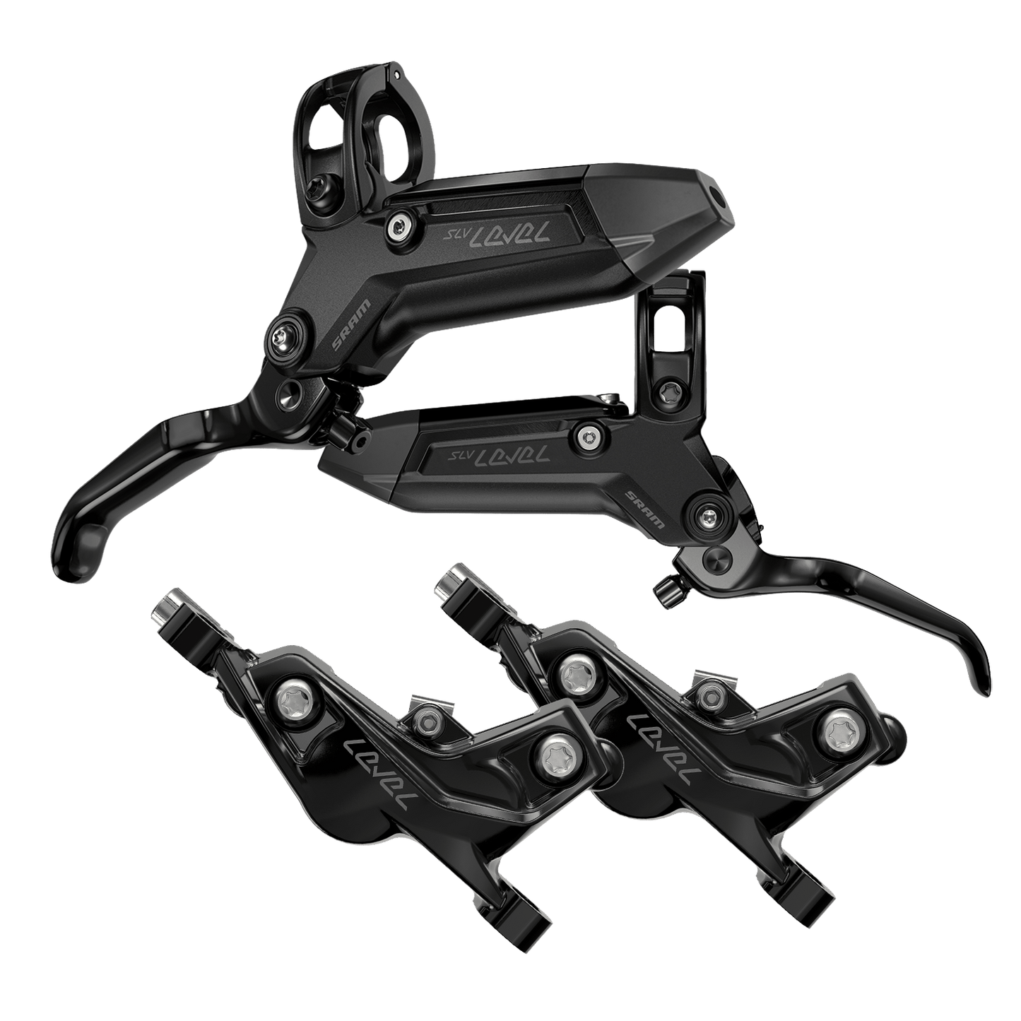 Para hamulców SRAM LEVEL SILVER STEALTH 4 tłoczki Czarna