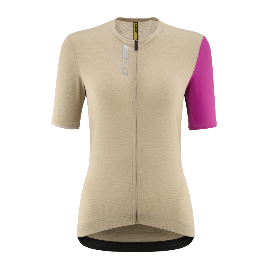 Maillot MAVIC ESSENTIAL Manches Courtes Femme Beige/Fuschia
