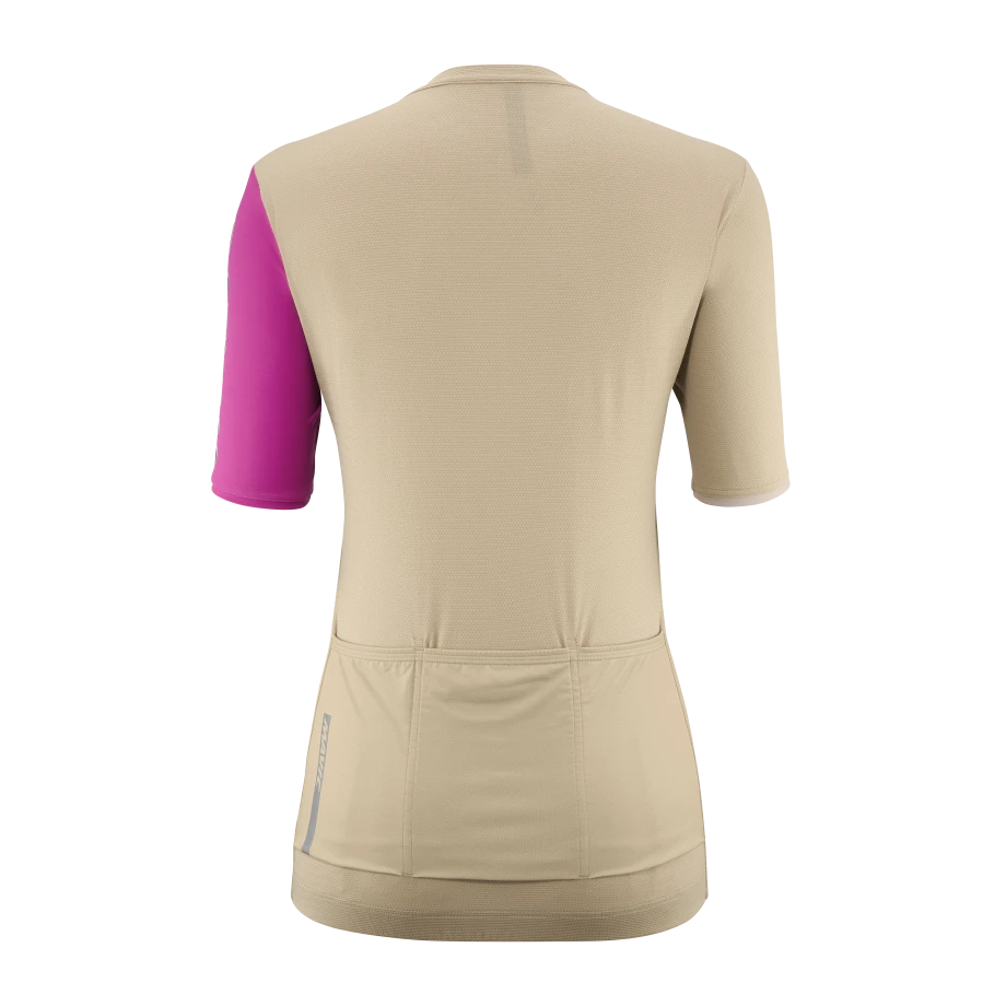 Maillot MAVIC ESSENTIAL Manches Courtes Femme Beige/Fuschia