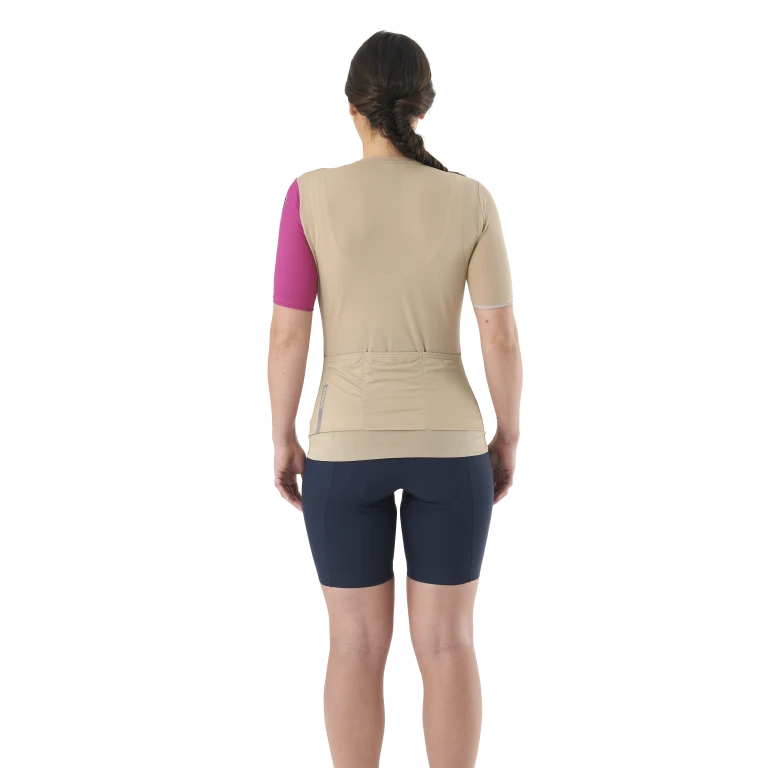 Maillot MAVIC ESSENTIAL Manches Courtes Femme Beige/Fuschia