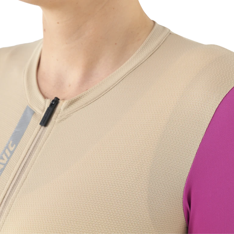 Maillot MAVIC ESSENTIAL Manches Courtes Femme Beige/Fuschia