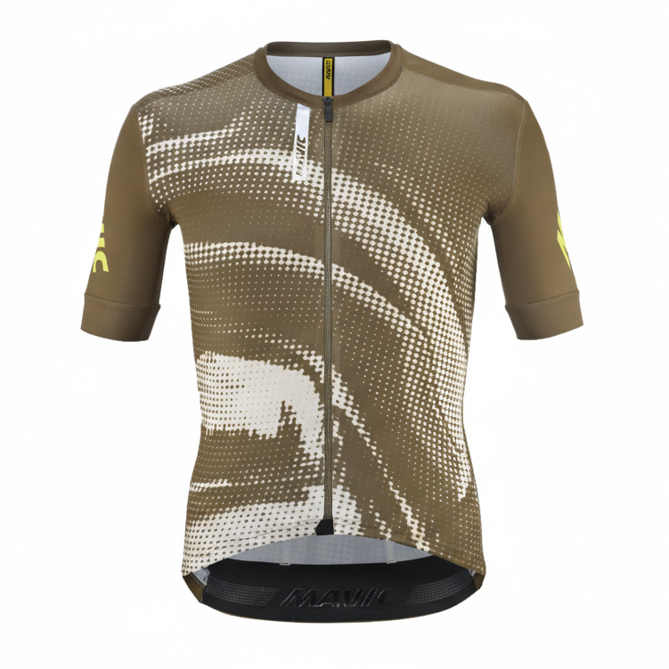 Maillot MAVIC AKSIUM GRAPHIC Maniche Corte Beige/Marrone