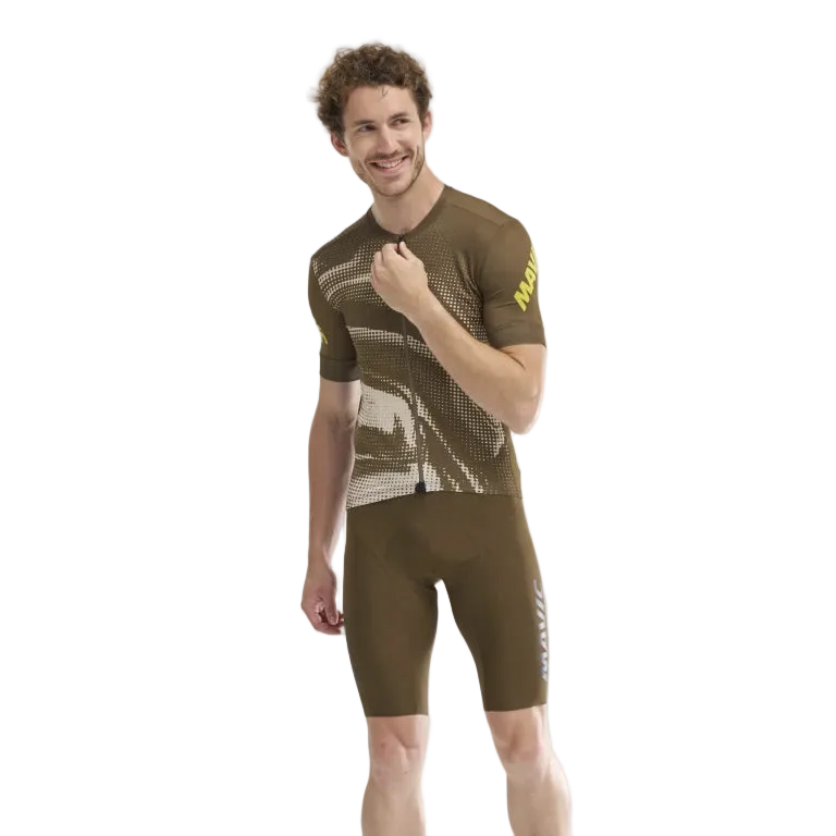 Maillot MAVIC AKSIUM GRAPHIC Maniche Corte Beige/Marrone