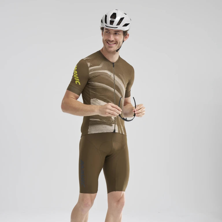 Maillot MAVIC AKSIUM GRAPHIC Maniche Corte Beige/Marrone