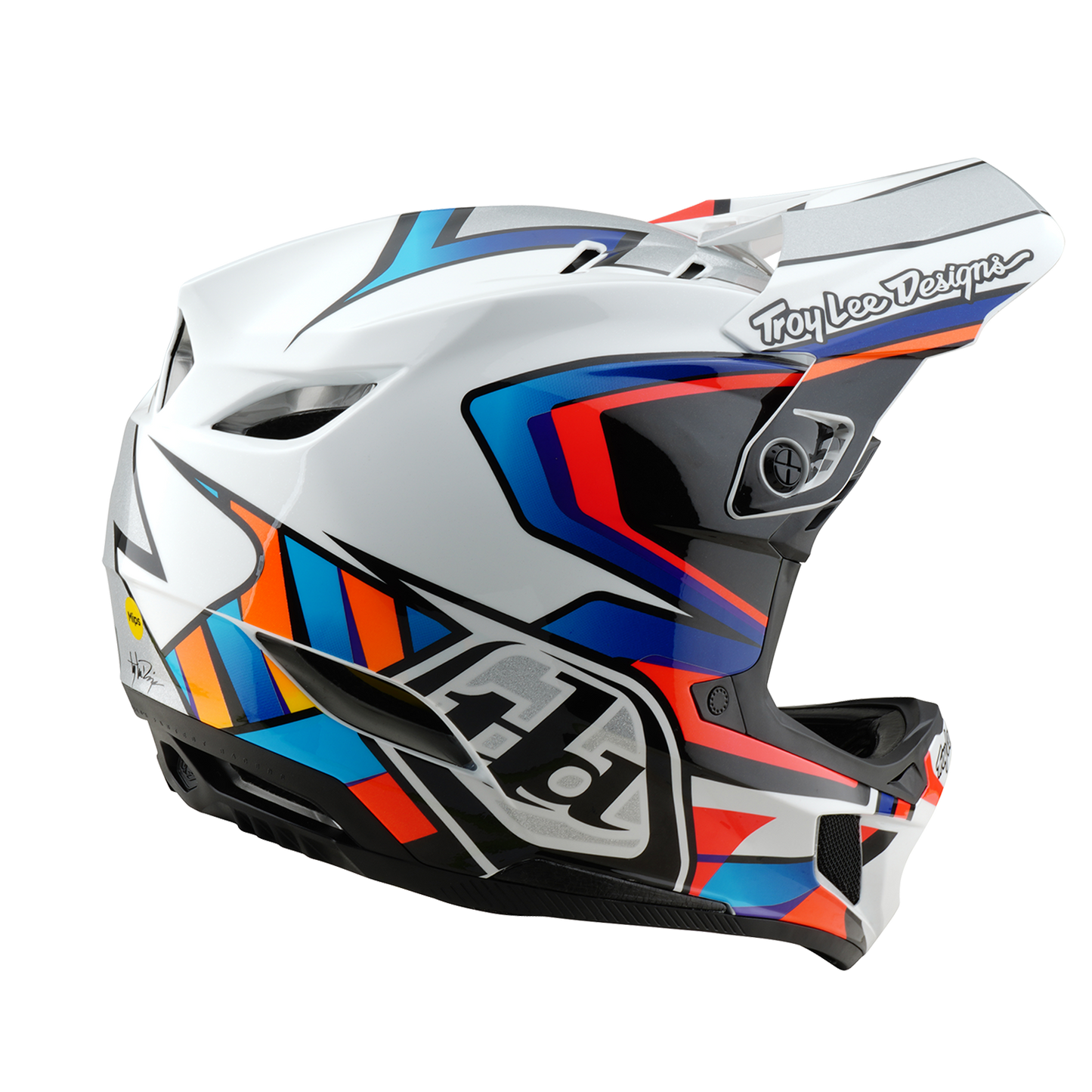 Casque VTT TROY LEE DESIGNS D4 COMPOSITE MIPS FRAMES Blanc/Gris