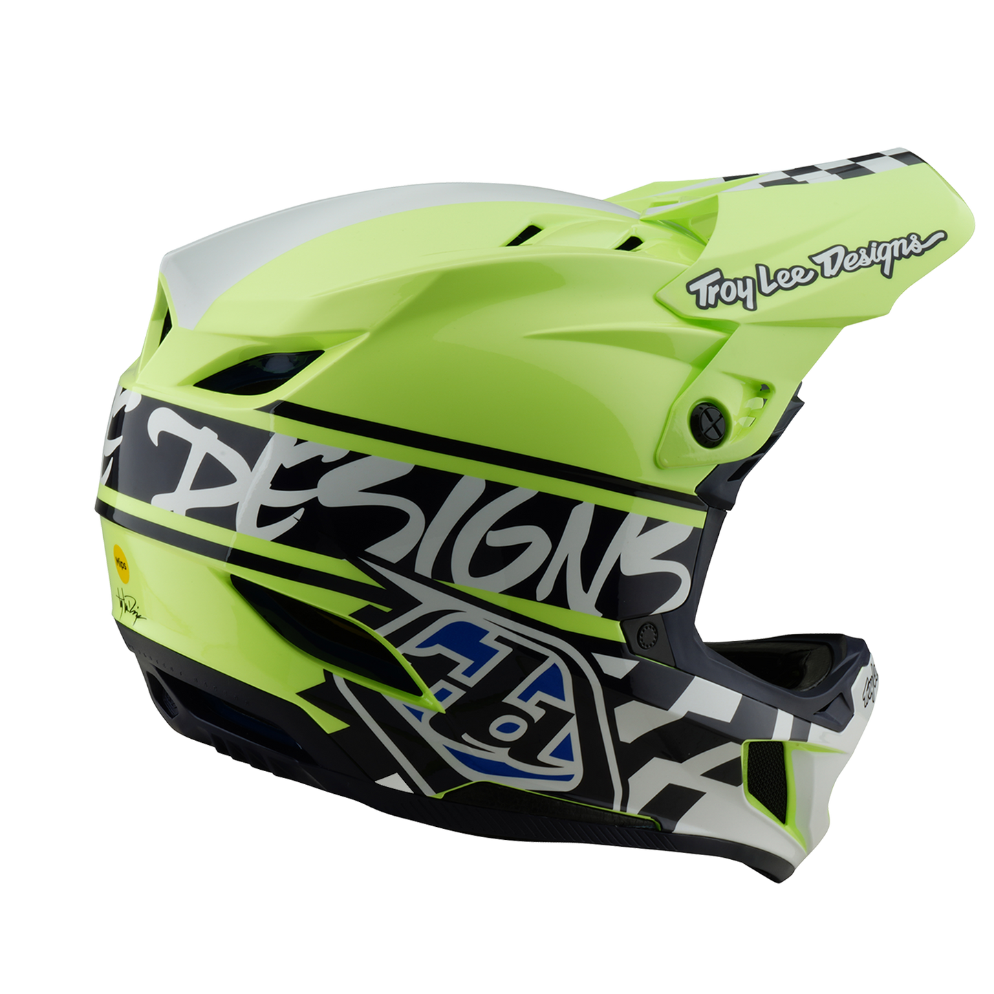 Casque VTT TROY LEE DESIGNS D4 POLYACRYLITE MIPS FIFTY 50 Jaune/Bleu