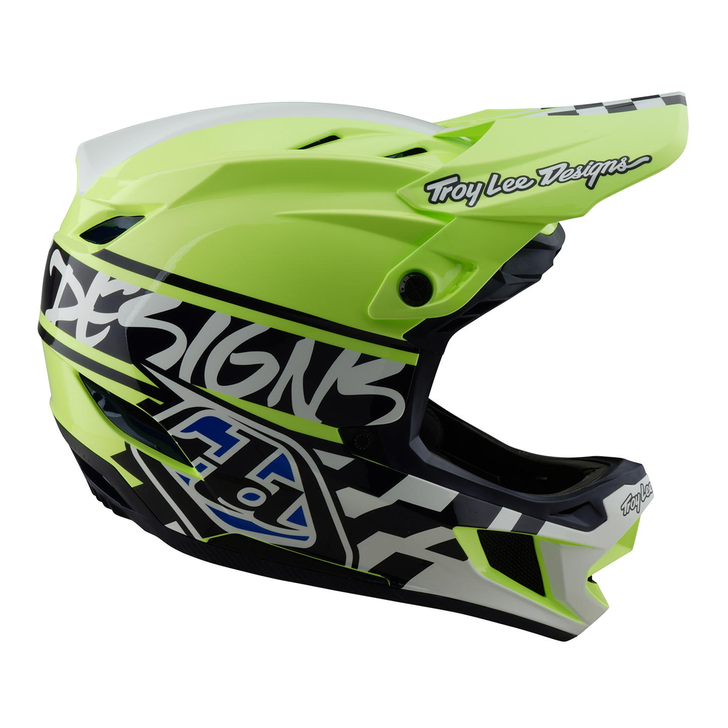 Casque VTT TROY LEE DESIGNS D4 POLYACRYLITE MIPS FIFTY 50 Jaune/Bleu