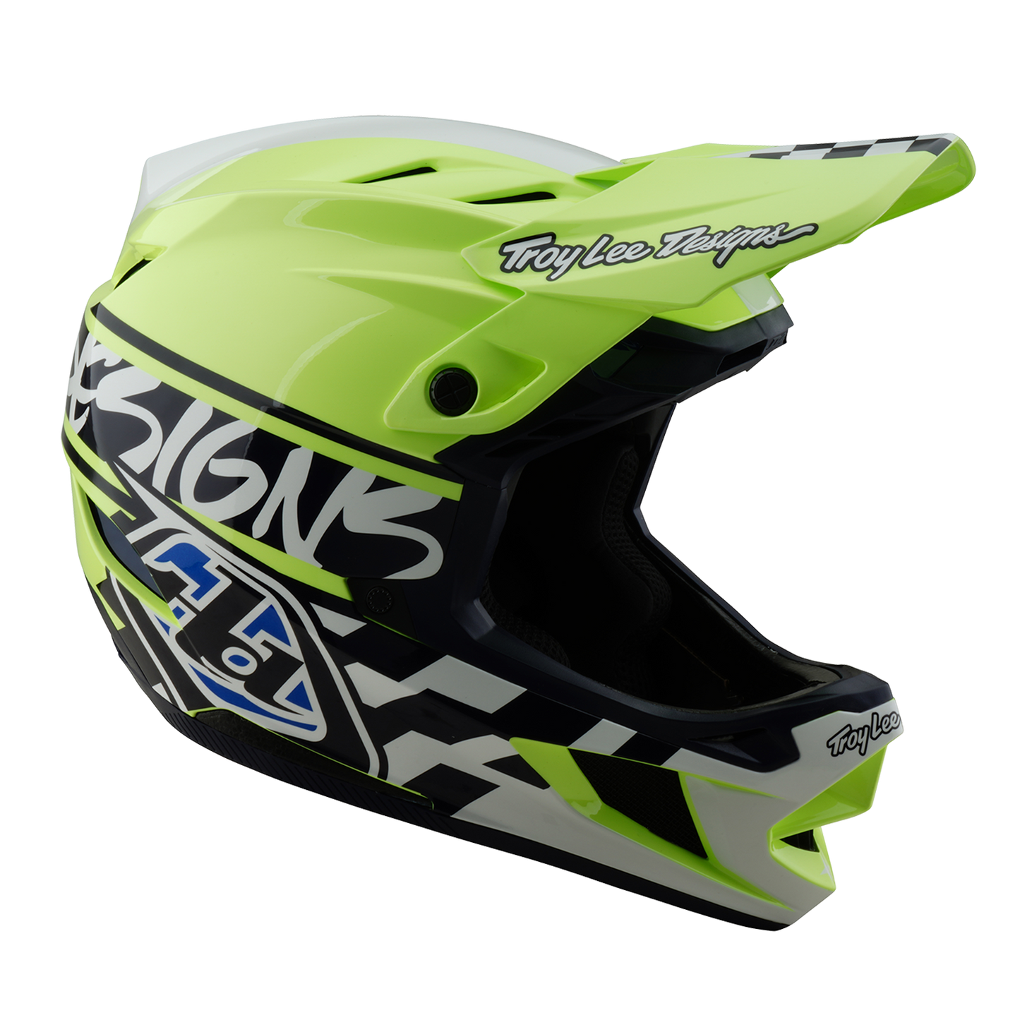 Casque VTT TROY LEE DESIGNS D4 POLYACRYLITE MIPS FIFTY 50 Jaune/Bleu