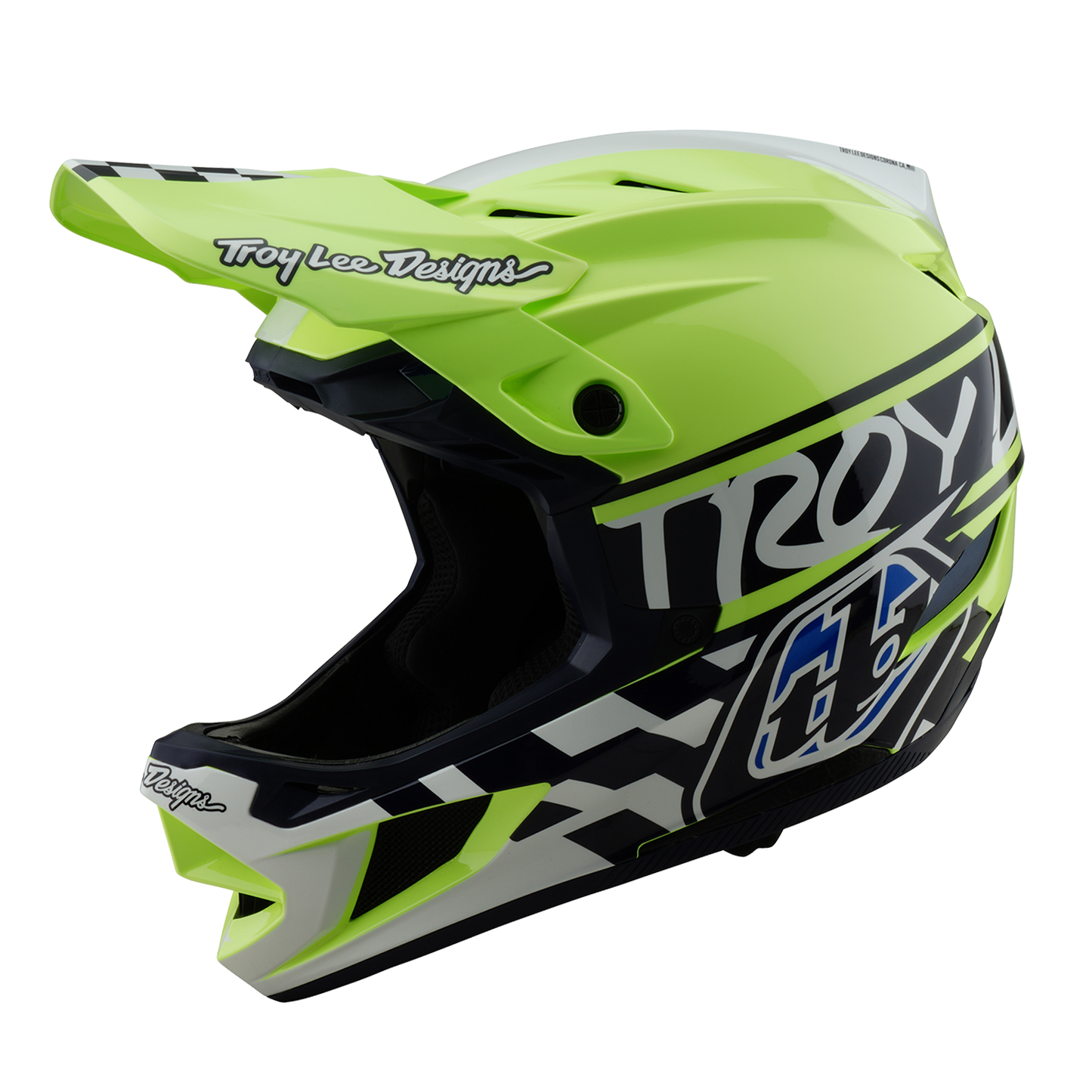 Casque VTT TROY LEE DESIGNS D4 POLYACRYLITE MIPS FIFTY 50 Jaune/Bleu