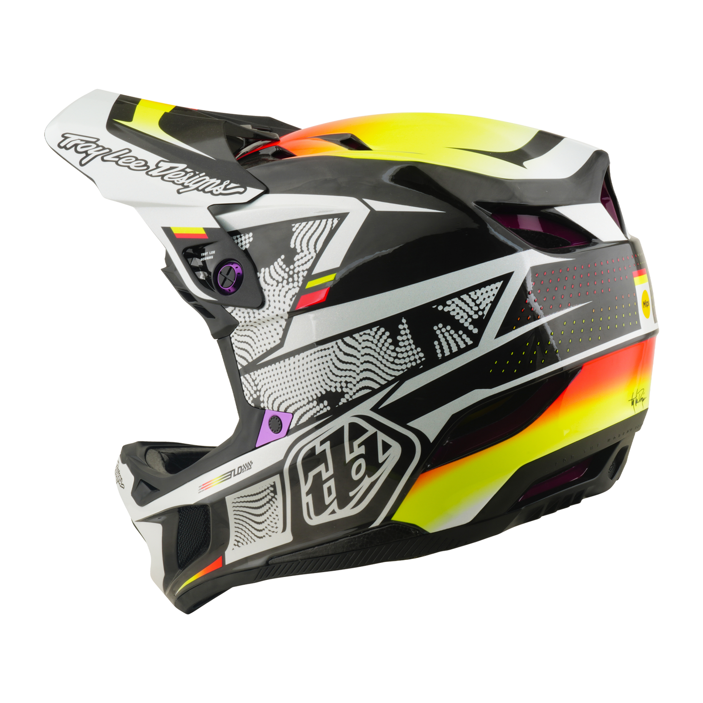 Casco MTB TROY LEE DESIGNS D4 CARBON MIPS Lined Up Nero/Giallo