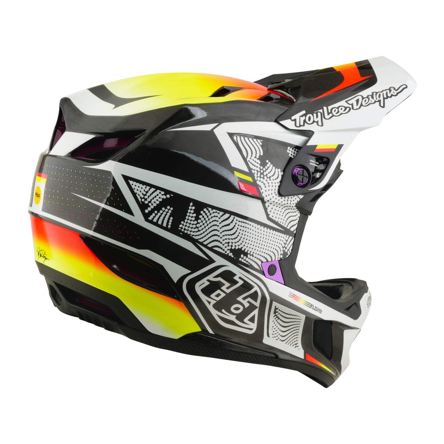 Casco MTB TROY LEE DESIGNS D4 CARBON MIPS Lined Up Nero/Giallo