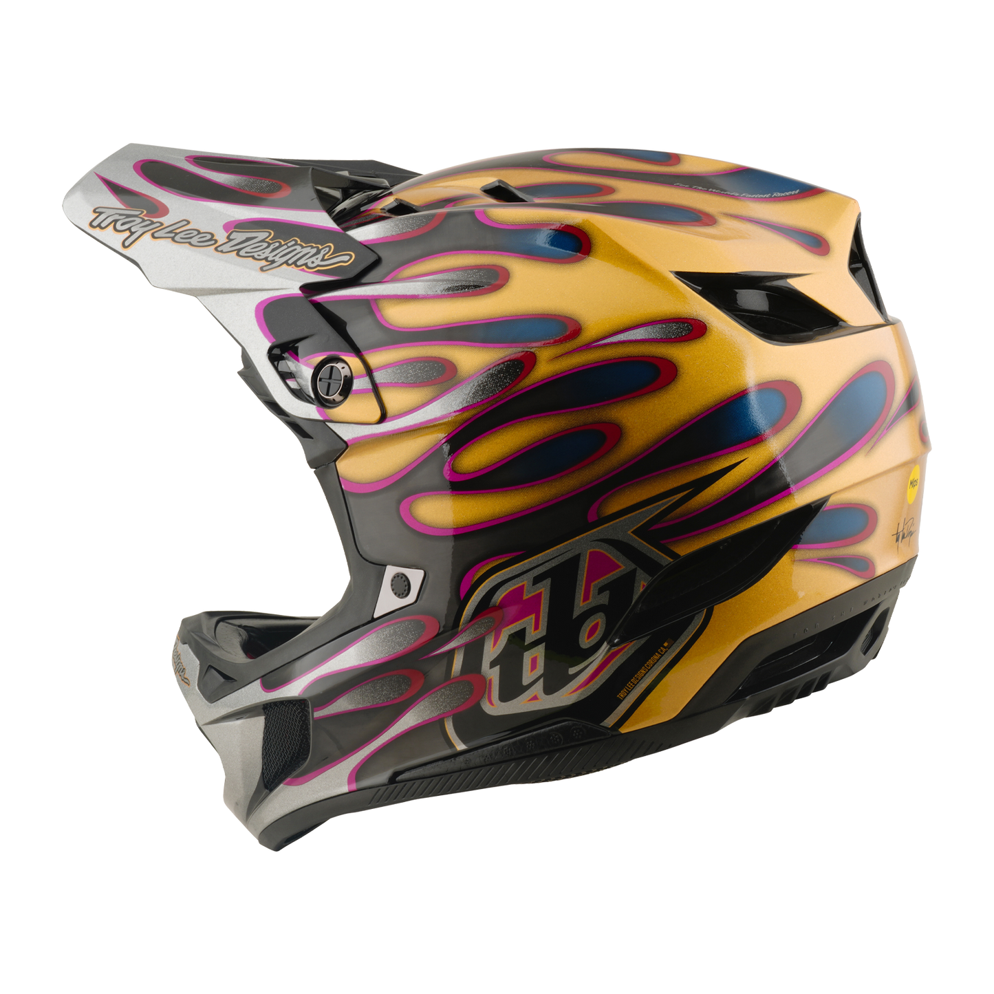 Casque VTT TROY LEE DESIGNS D4 CARBON MIPS Overspray Gold/Noir
