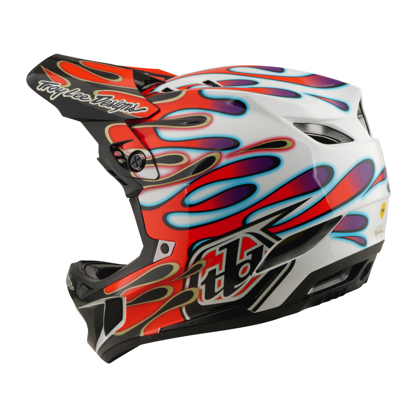 MTB-helm TROY LEE DESIGNS D4 COMPOSITE MIPS OVERSPRAY Wit/Rood