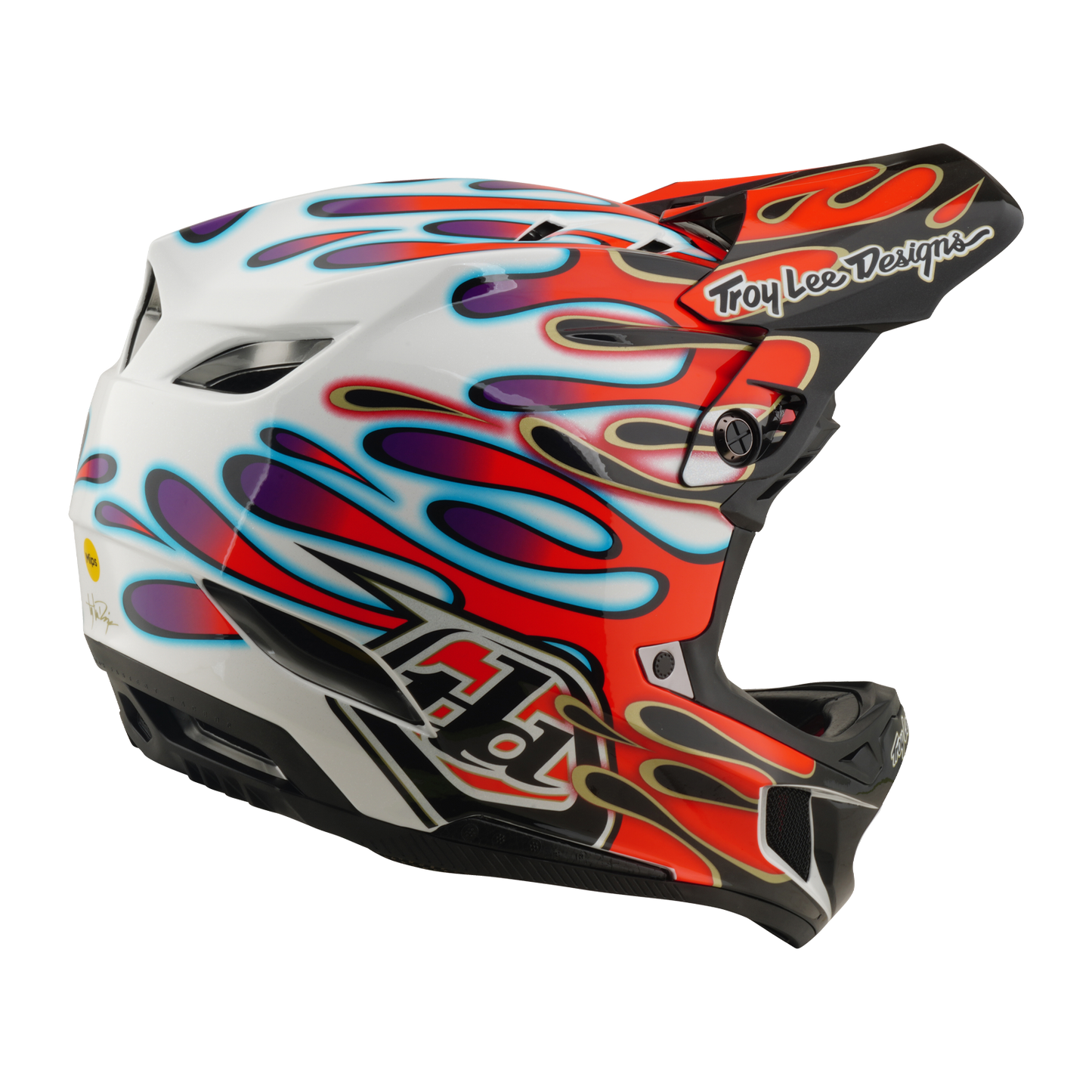 MTB-helm TROY LEE DESIGNS D4 COMPOSITE MIPS OVERSPRAY Wit/Rood