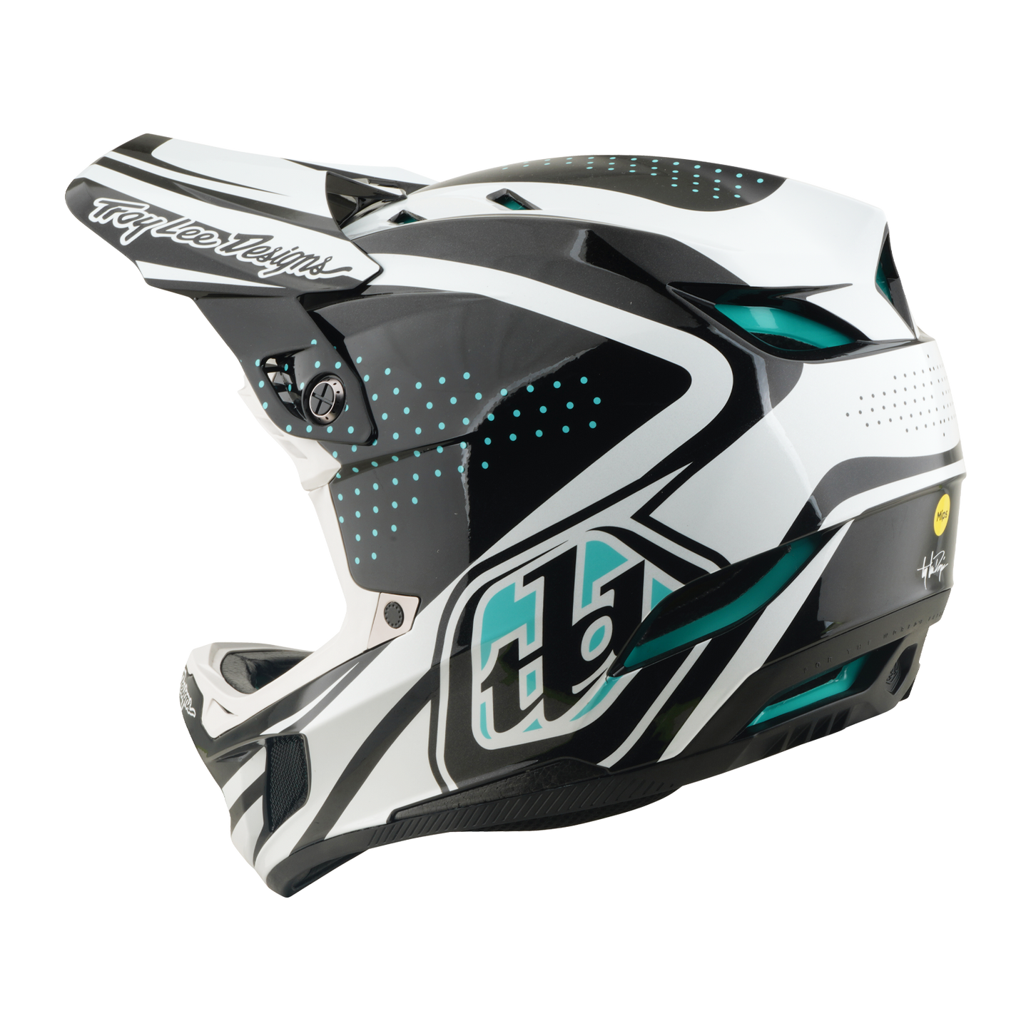Casco MTB TROY LEE DESIGNS D4 POLYACRYLITE MIPS THE LINE Charcoal/Blanco