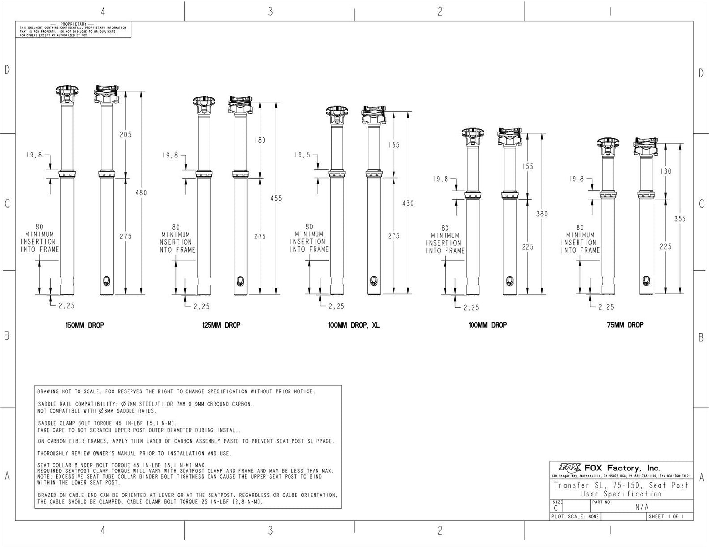 Tige de Selle Télescopique FOX TRANSFER SL PERFORMANCE ELITE