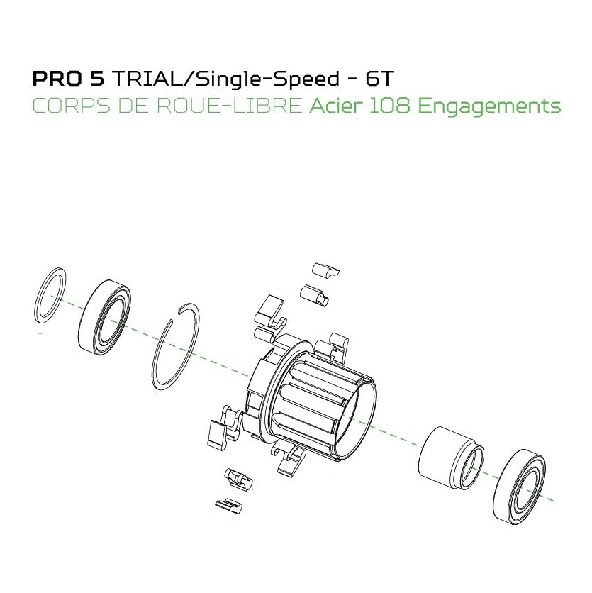 Moyeu Arrière HOPE PRO 5 10x135mm Trial/SingleSpeed 6 Trous Noir