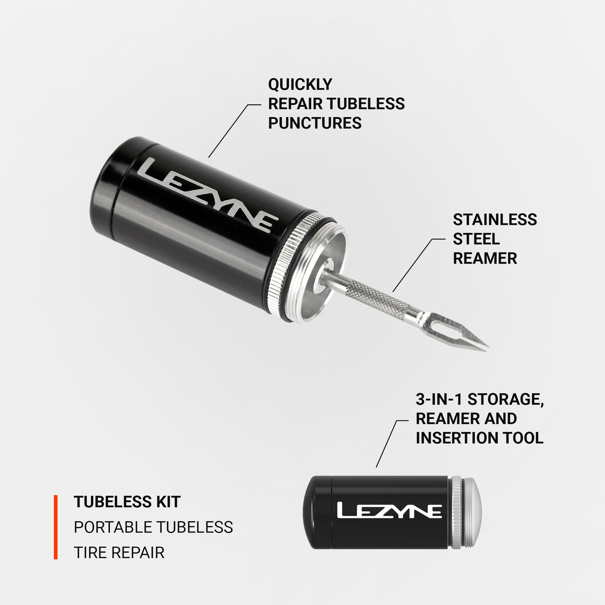 LEZYNE tubeless-paikkaussarja, musta