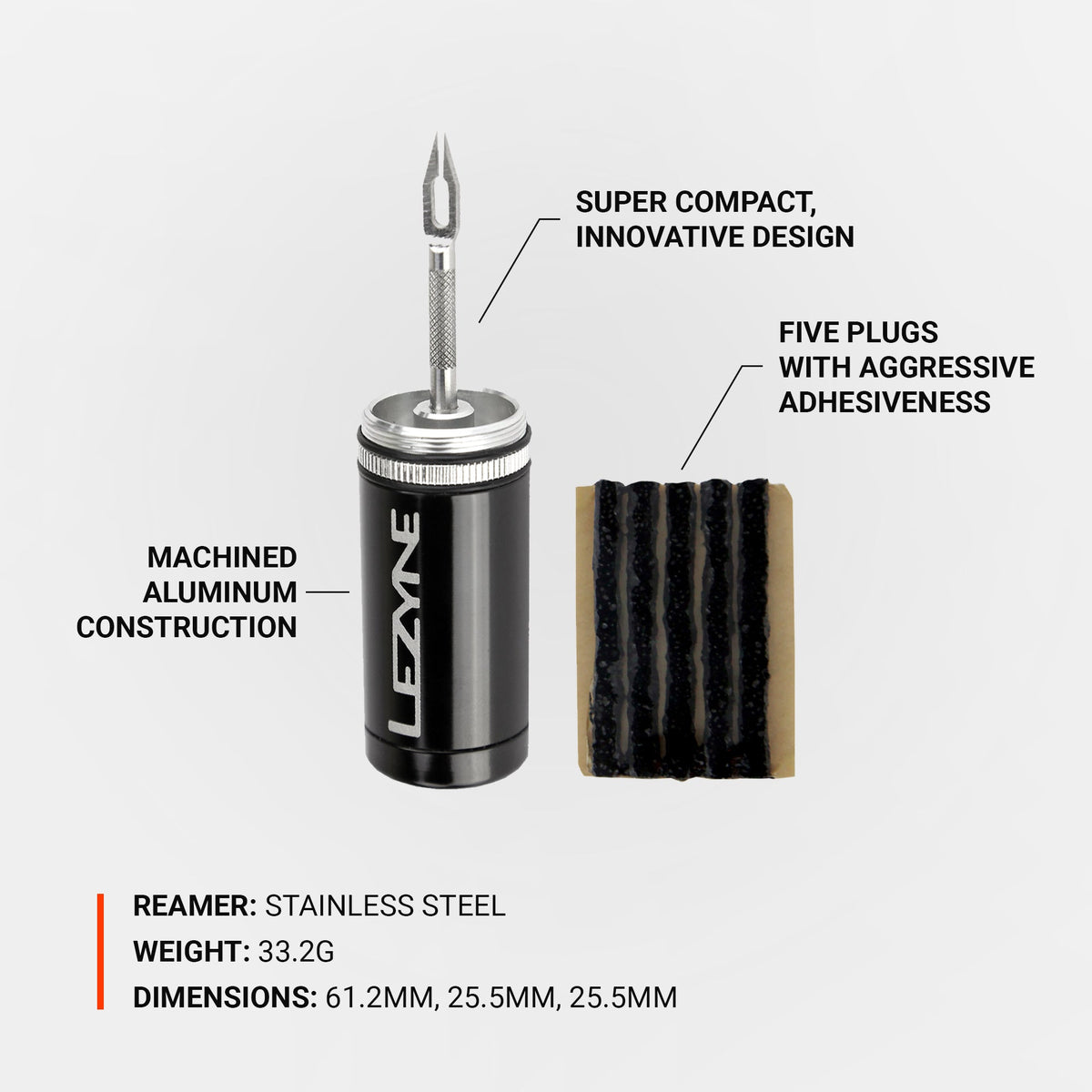 LEZYNE tubeless-paikkaussarja, musta
