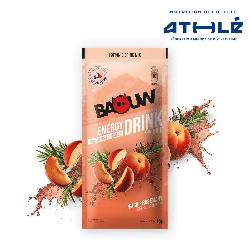 Boisson Énergétique BAOUW ISOTONIC (45g) Pêche/Romarin
