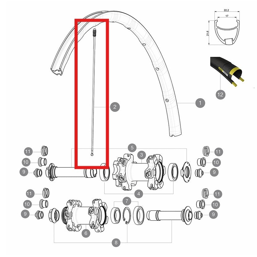 Kit 12 Rayons Av MAVIC KSYRIUM PRO ALLROAD 291.5mm