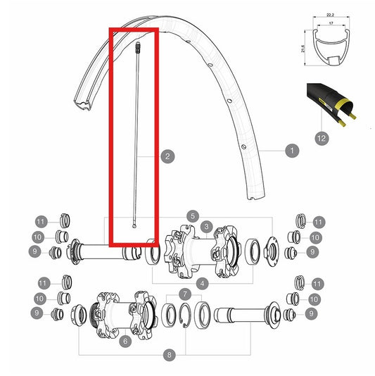 Kit 12 Rayons Av MAVIC KSYRIUM PRO ALLROAD 291.5mm
