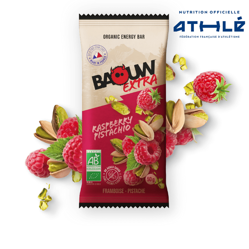 Energibar BAOUW BIO EXTRA Hindbær-Pistacie (50g)