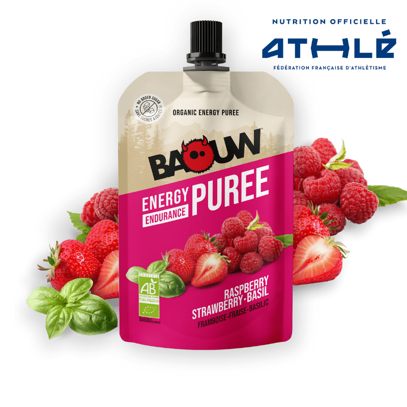 Energiepüree BAOUW Bio Rezept mit Früchten Himbeere/Erdbeere/Basilikum (90g)
