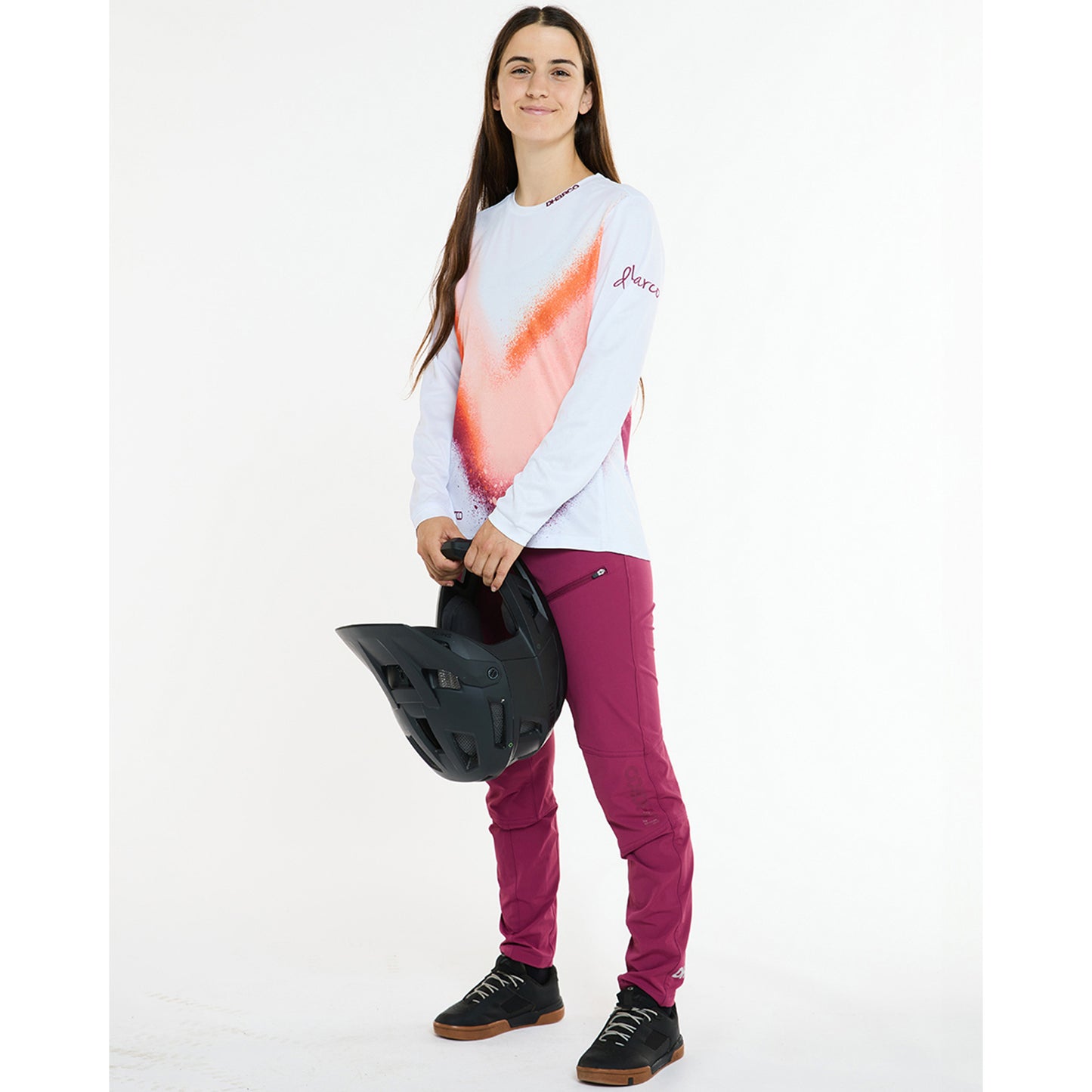 Trikot DHARCO GRAVITY FIREBIRD Langarm Damen Weiß/Orange