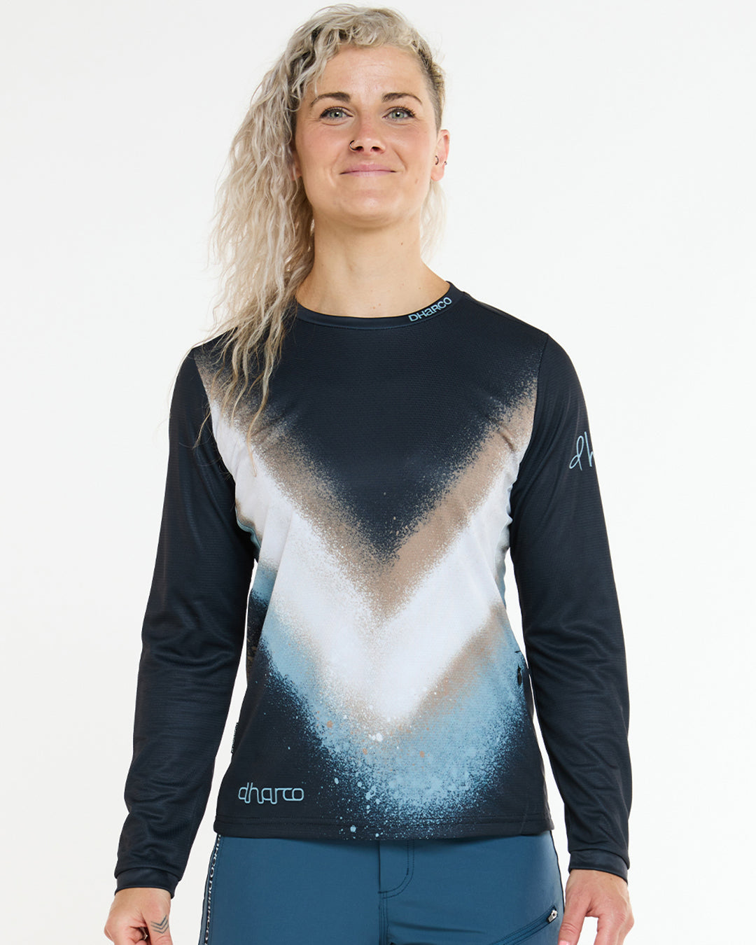 Maglia DHARCO GRAVITY GOLDEN STREAK Maniche Lunghe Donna Nero/Blu