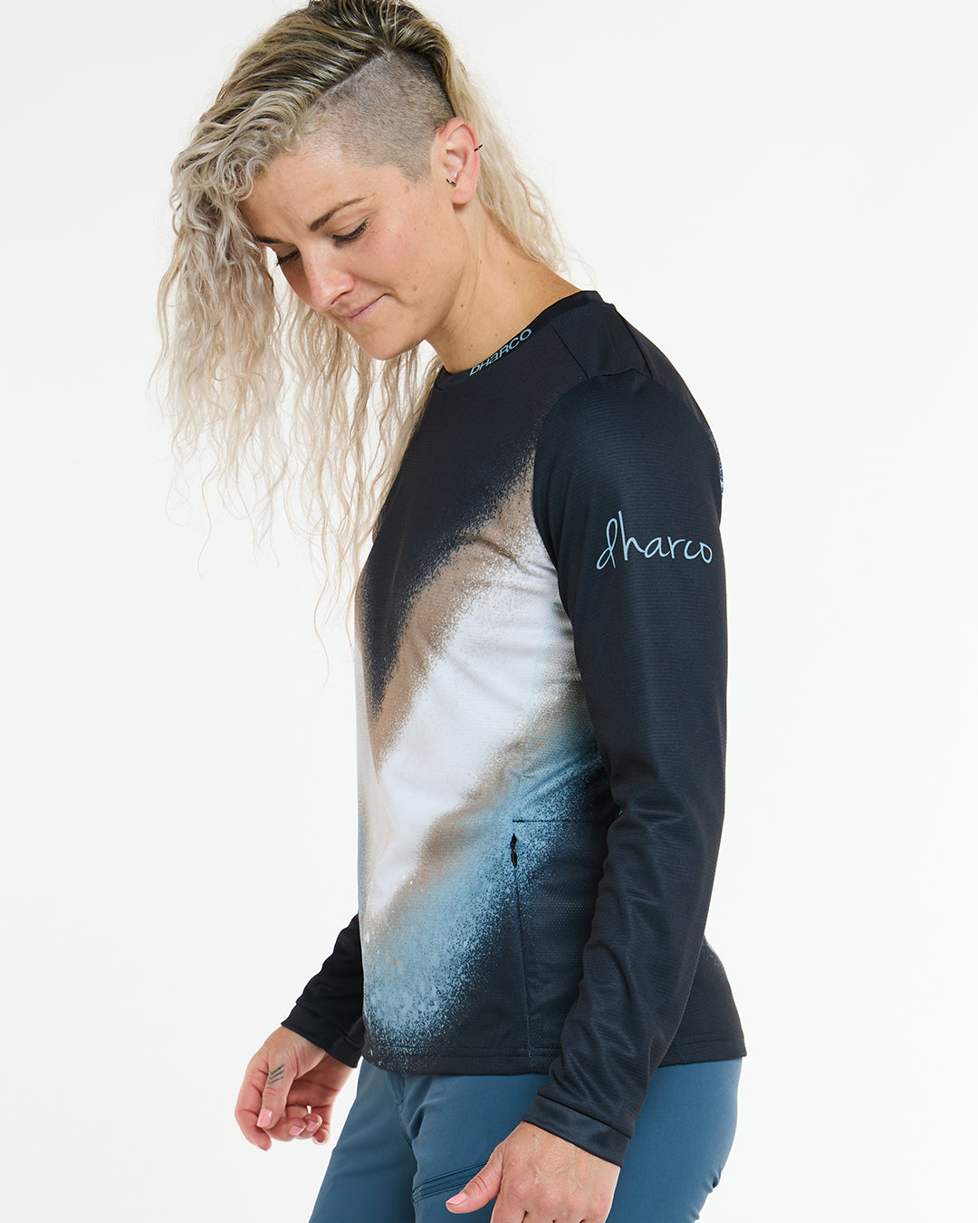 Maglia DHARCO GRAVITY GOLDEN STREAK Maniche Lunghe Donna Nero/Blu