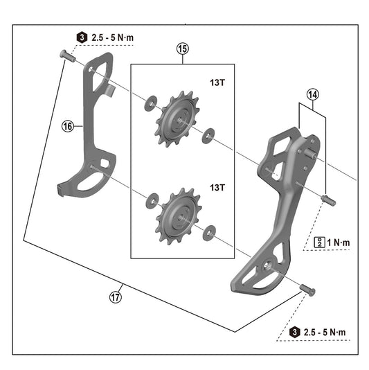 Chape et Galets de Dérailleur Arrière 12V SHIMANO XT RD-M8250 SGS