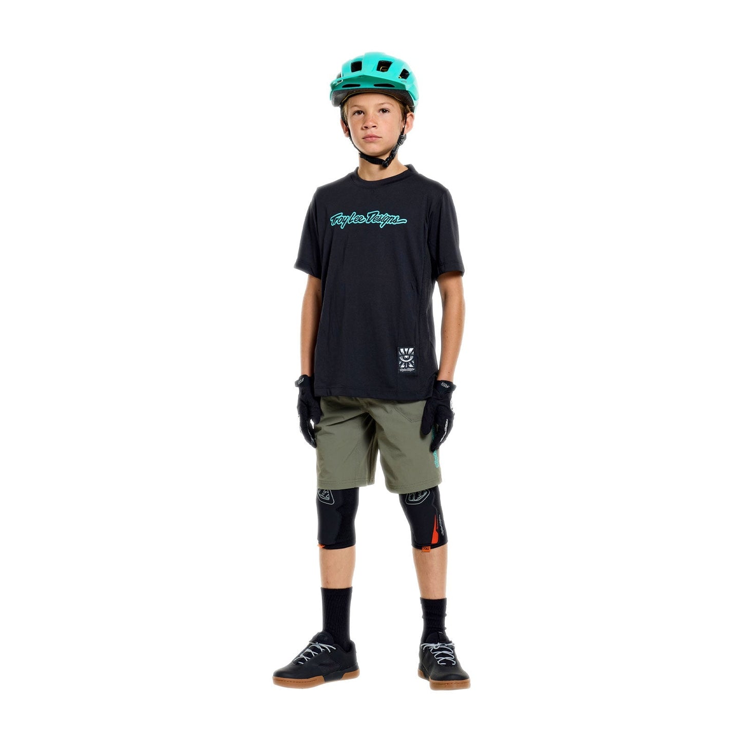 Maillot TROY LEE DESIGNS SKYLINE RIDE SIGNATURE Junior Manches Courtes Noir/Turquoise