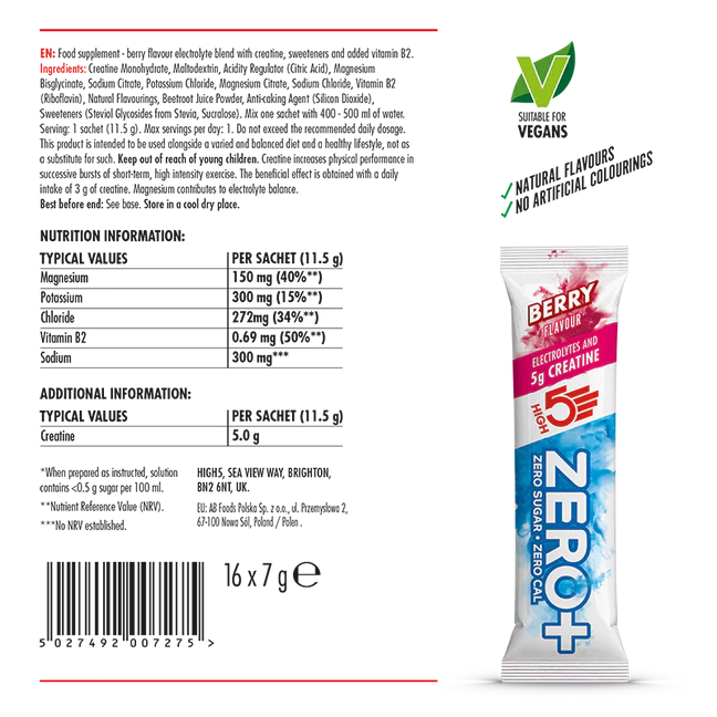 Stick d'hydratation HIGH 5 ZERO+ CREATINE (11.5g)  Fruits Rouge