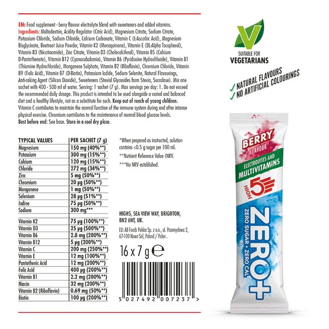 Stick d'hydratation HIGH 5 ZERO+ MULTIVATAMIN  (7g ) Fruits Rouge