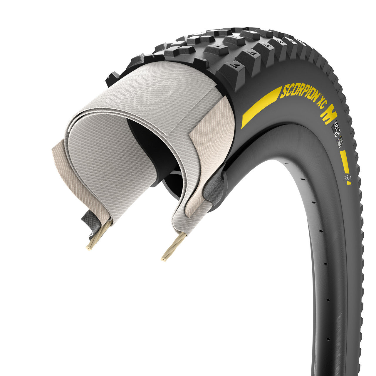 Dæk PIRELLI SCORPION RACE XC M ProWall 29x2.40 Tubeless Ready Souple Sort/Gul Team Edition